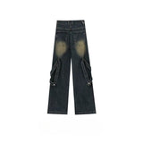 Unisex Jeans Old Washed Jeans Vintage Straight Wide Leg Pants