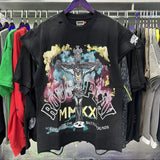 American retro style roughplay jesus faux two-piece long sleeve sweatshirt - skull rock washed distressed ripped