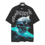 high version gods short sleeve heavy weight washed fog high street skull pure cottonprinting round