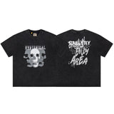 Gallery european and american couple wear plus size fried color washed short-sleeved t-shirt youth tee