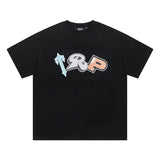 trap gradient letter tiger head short sleeve european and american high street trap star printing t-shirt loose s