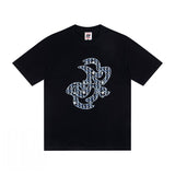 jean snowman printing short sleeve t-shirt christmas co couple outfit