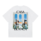 casa casablanca short-sleeved fantasy door letter logo printingstylish round neck short-sleeved t-shirt