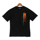 Cross-border wholesale correct version am splash ink flow paint camouflage starry sky graffiti letter short-sleeved high street couple t