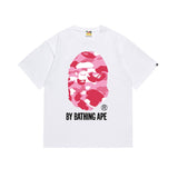 Early spring/summer camo ape head collaboration - little monkey logo print short sleeve couple's trendy tee