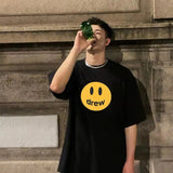 Wholesale drew smiley face short sleeve justin bieber fog trendy high street loose couple t-shirt