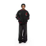 Unisex Baseball Jersey Embroidered Leather Sleeves Baseball Uniform