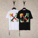 【eu size】authentic off-white print watercolor splatter gradient arrow graffiti ow short sleeve couple tee