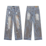 Unisex Jeans Vintage Scrub Old Tie-Dyed Micro Flared Pants