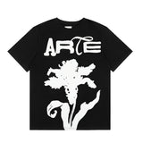 Arte summer tshirt student tops blue rose printing t-shirt casualloose short sleeve trendy