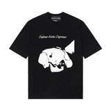 Erd rich second generation loose version american trend quiet eye printing round neck short sleeve t-shirt couple outfit