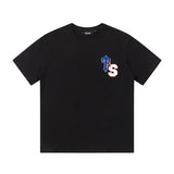 Cross-border trade trapstar rainbow letter gradient towel embroidery short sleeve t-shirt & fog high street shorts set
