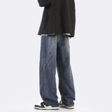 Unisex Jeans Retro Blue Wide Leg Jeans Men's Loose Straight Pants