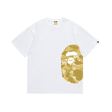 Wholesale japanese style side plaid camo ape head short sleeve color block trendy t-shirt for summer