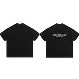 essential double line fog shorts icon laminated stereo letter round neck couple pullover