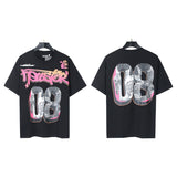 pa long sleeve t-shirt palm tree back letter big logo bat sleeve os dropped shoulders