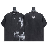 Summer off-white high quality pure cotton t-shirt printing short-sleeved t