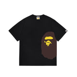 Wholesale japanese style side plaid camo ape head short sleeve color block trendy t-shirt for summer