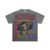 American retro valeforever washed & distressed hotfix rhinestone cotton short sleeve high street star t-shirt