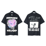 american trend high quality loose t-shirt pure cotton front and rear high-definition printing casualcoupletrendy short sleeves