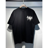 [gram] am flow paint graffiti letter starry sky classic logo print short sleeve couple t-shirt