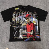 European and american god geometric letter print washed short-sleeve t-shirt high street hotfix rhinestone half-sleeve top