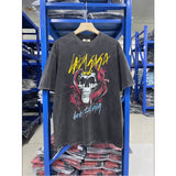 Saint michael co-branded skull letter high street retro washed distressed loose round neck short-sleeved t-shirt