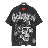 high version gods short sleeve heavy weight washed fog high street skull pure cottonprinting round