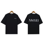 Cross-border wholesale correct version am splash ink flow paint camouflage starry sky graffiti letter short-sleeved high street couple t