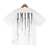 Cross-border wholesale correct version am splash ink flow paint camouflage starry sky graffiti letter short-sleeved high street couple t