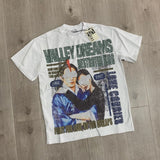American retro valeforever washed & distressed hotfix rhinestone cotton short sleeve high street star t-shirt