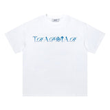 trap gradient letter tiger head short sleeve european and american high street trap star printing t-shirt loose s