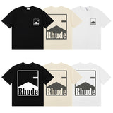 Rhude T Shirts Printed Cotton Crew Neck Short Sleeve Men and Women
