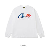 Corteiz patchwork "unicorn arm" print long sleeve american retro casual loose streetwear hip hop t-shirt