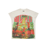 Wholesale american retro rugged play gorilla print t-shirt - distressed, ripped, faux two-piece short sleeve