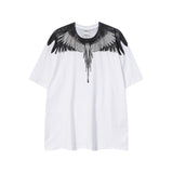 Cross-border wholesale european and american mb short-sleeved gradient colorful wings t-shirt couple black and white feather half
