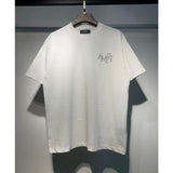 [gram] am peace dove flowing paint graffiti letter starry sky classic logo printing short sleeve couple t-shirt