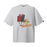 Bbc american high street ice cream flying dog printing short sleeve t-shirt casualshortsloose half lengthjeans summer