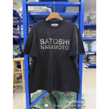 Satoshi summer american retroletterprinting washed and distressed spray dirty crackle loose short-sleeved t-shirt