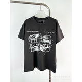 Erd melancholic rich second generation short-sleeved portrait sketch graffiti cross-border new high street loosecasual print