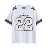 amri washed distressed tiger head number & letter logo short sleeve t-shirt