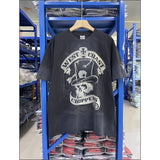 Saint michael co-branded skull letter high street retro washed distressed loose round neck short-sleeved t-shirt