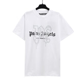 Cross-border pa spray-painted letter short-sleeved palm tree fog high street graffiti logo t