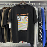 Wholesale high street purple br@nd american style short sleeve loose retro casual t-shirt couple trendy tee