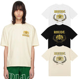Rhude T Shirts Totem Badge Printing Cotton Casual Short Sleeve Men and Women