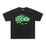 Spder hip hop singer youngthug foam letter couple short-sleeved t-shirt full of diamonds shorts