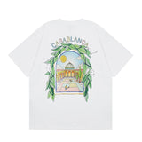 casa casablanca short-sleeved fantasy door letter logo printingstylish round neck short-sleeved t-shirt