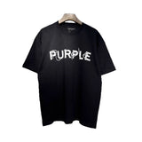Wholesale american streetwear purple flow paint letter graffiti logo high-quality short-sleeve t-shirt for men and couples