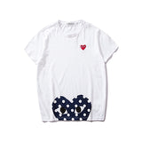 Kawakubo plaloveembroider short-sleeved pure cotton red heart eyes couple t-shirt y star style long sleeves shirt
