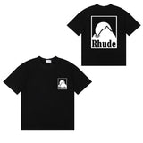 Rhude T Shirts Moon Badge Printing Cotton Casual Short Sleeve Men and Women